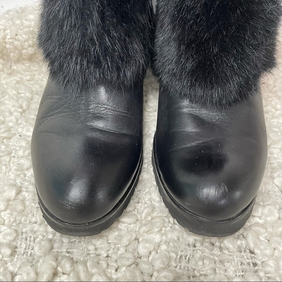 LUCA Grossi Handmade Made in Italy Leather Chunky Heeled Furry Buckle Boots 5 - Picture 3 of 9